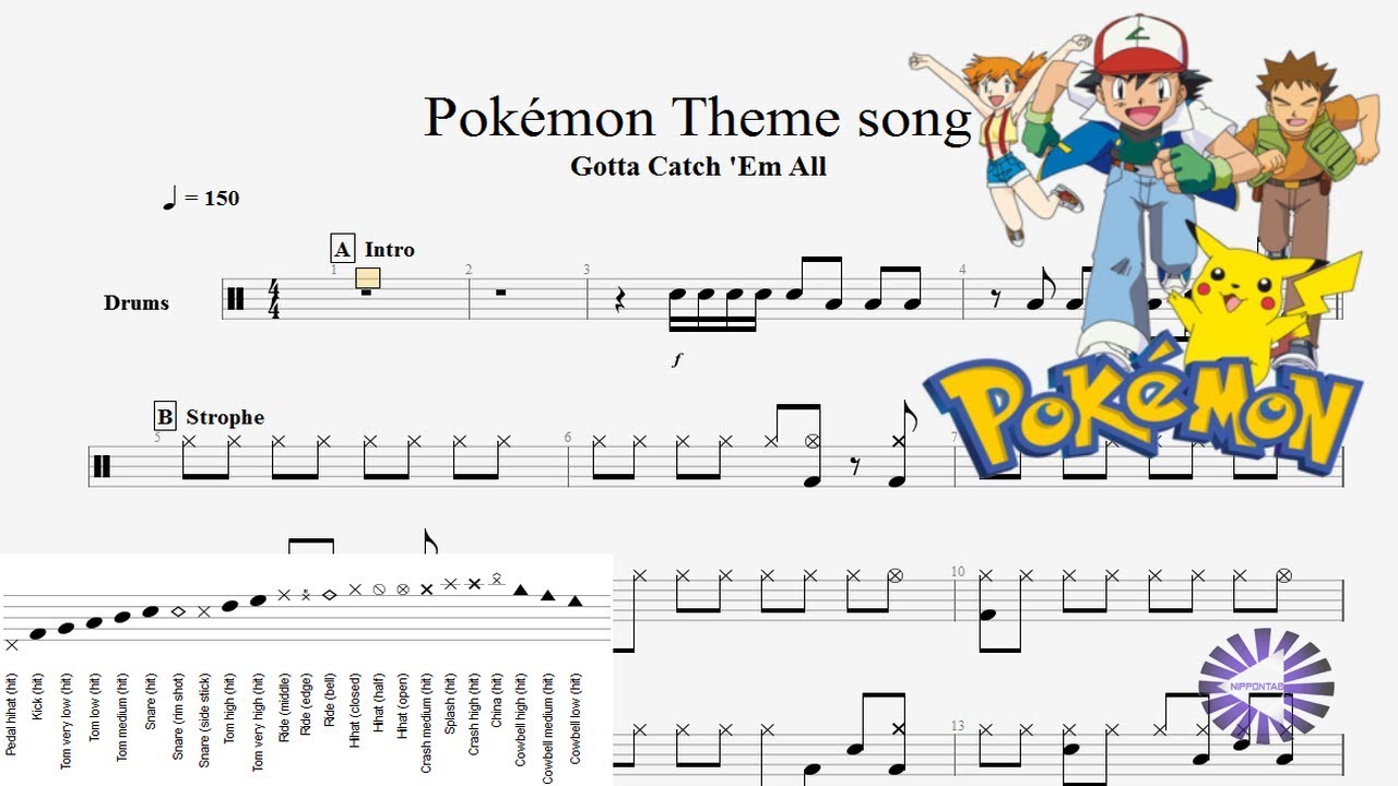 Pokemon Theme Drum Sheet Music